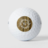 Rustic Bamboo Monogram Vertical Lines Pattern Golfballen (Voorkant)