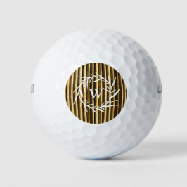 Rustic Bamboo Monogram Vertical Lines Pattern Golfballen