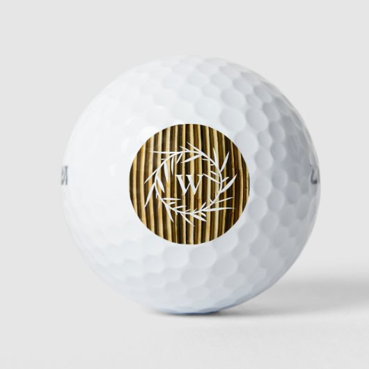 Rustic Bamboo Monogram Vertical Lines Pattern Golfballen (Voorkant)