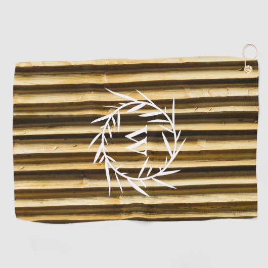 Rustic Bamboo Monogram Vertical Lines Pattern Golfhanddoek (Horizontaal)