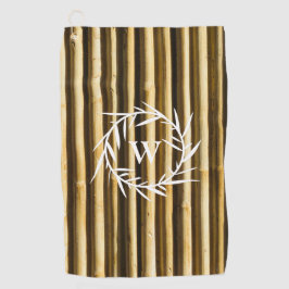 Rustic Bamboo Monogram Vertical Lines Pattern Golfhanddoek