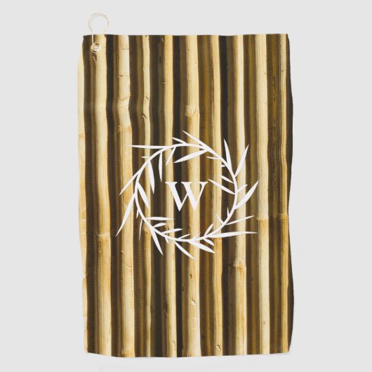 Rustic Bamboo Monogram Vertical Lines Pattern Golfhanddoek (Voorkant)