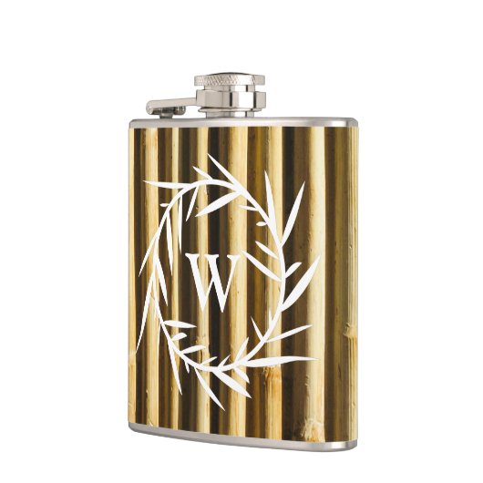 Rustic Bamboo Monogram Vertical Lines Pattern Heupfles (Links)