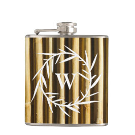 Rustic Bamboo Monogram Vertical Lines Pattern Heupfles