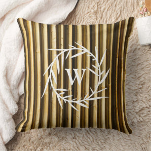 Rustic Bamboo Monogram Vertical Lines Pattern Kussen