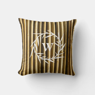 Rustic Bamboo Monogram Vertical Lines Pattern Kussen