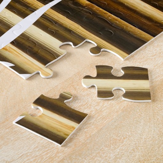 Rustic Bamboo Monogram Vertical Lines Pattern Legpuzzel (Zijkant)