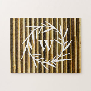 Rustic Bamboo Monogram Vertical Lines Pattern Legpuzzel