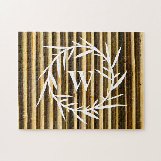 Rustic Bamboo Monogram Vertical Lines Pattern Legpuzzel (Horizontaal)