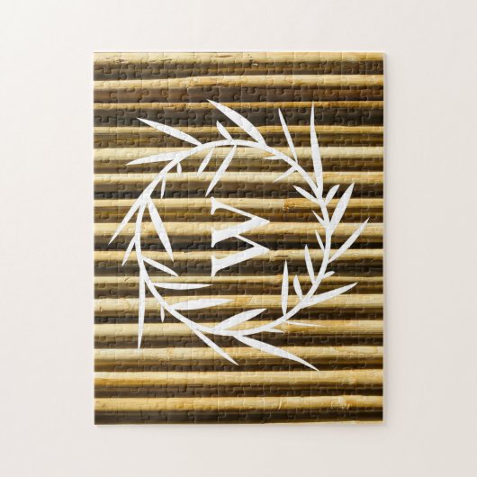 Rustic Bamboo Monogram Vertical Lines Pattern Legpuzzel (Verticaal)