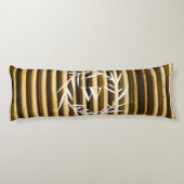 Rustic Bamboo Monogram Vertical Lines Pattern Lichaamskussen (Achterkant)