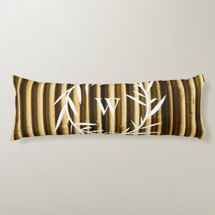 Rustic Bamboo Monogram Vertical Lines Pattern Lichaamskussen