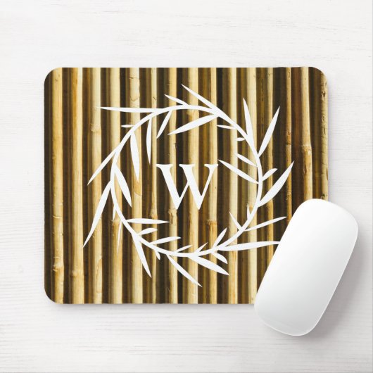 Rustic Bamboo Monogram Vertical Lines Pattern Muismat (Met muis)
