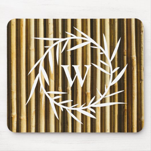Rustic Bamboo Monogram Vertical Lines Pattern Muismat (Voorkant)