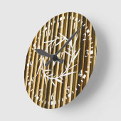 Rustic Bamboo Monogram Vertical Lines Pattern Ronde Klok (Hoek)