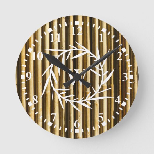 Rustic Bamboo Monogram Vertical Lines Pattern Ronde Klok (Voorkant)