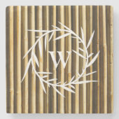 Rustic Bamboo Monogram Vertical Lines Pattern Stenen Onderzetter (Voorkant)
