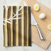 Rustic Bamboo Monogram Vertical Lines Pattern Theedoek (Quarter Fold)