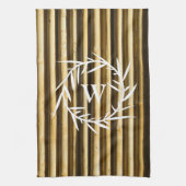 Rustic Bamboo Monogram Vertical Lines Pattern Theedoek (Verticaal)