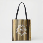 Rustic Bamboo Monogram Vertical Lines Pattern Tote Bag (Voorkant)
