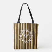 Rustic Bamboo Monogram Vertical Lines Pattern Tote Bag (Achterkant)