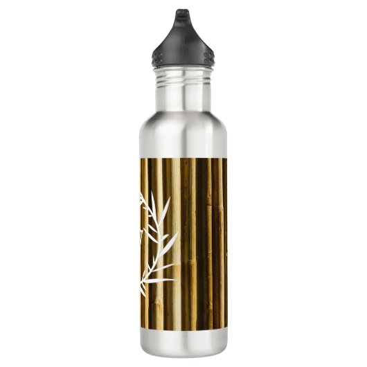 Rustic Bamboo Monogram Vertical Lines Pattern Waterfles (Rechts)