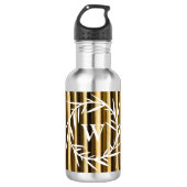 Rustic Bamboo Monogram Vertical Lines Pattern Waterfles (Voorkant)