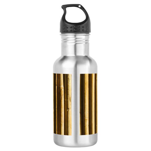 Rustic Bamboo Monogram Vertical Lines Pattern Waterfles (Achterkant)