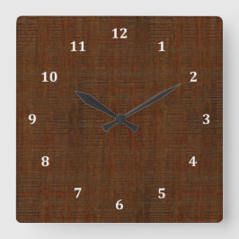 Rustic Bamboo Wood Grain Texture Kijk Vierkante Klok