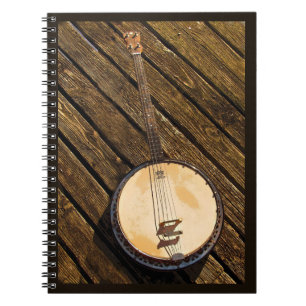 Rustic Banjo Music Instrument on Wood Notitieboek
