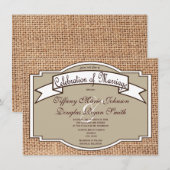 Rustic Banner Burlap Print Wedding-uitnodigingen Kaart (Voorkant / Achterkant)