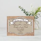Rustic Banner Burlap Print Wedding-uitnodigingen Kaart (Staand voorkant)