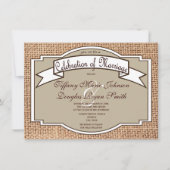 Rustic Banner Burlap Print Wedding-uitnodigingen Kaart (Voorkant)