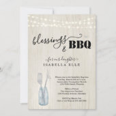 Rustic Baptism/Christening BBQ Party Invitation Kaart (Voorkant)