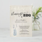 Rustic Baptism/Christening BBQ Party Invitation Kaart (Staand voorkant)