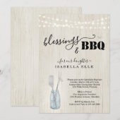 Rustic Baptism/Christening BBQ Party Invitation Kaart (Voorkant / Achterkant)