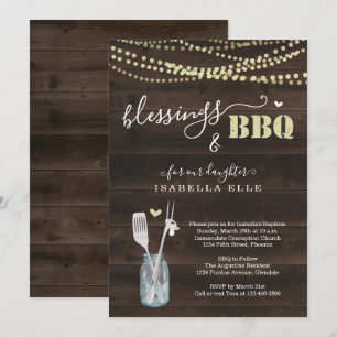 Rustic Baptism/Christening BBQ Party Kaart