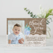 Rustic Baptism Foto bedankt voor de jongen, 7x5 (Staand voorkant)