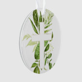 Rustic Baptism Greenery Cross Favor Ornament (voorkant)