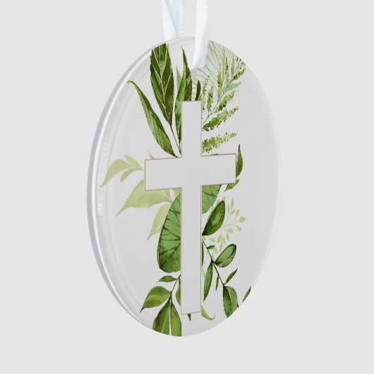 Rustic Baptism Greenery Cross Favor Ornament (voorkant)