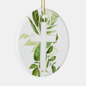 Rustic Baptism Greenery Cross-keramisch Ornament (Rechts)