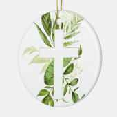 Rustic Baptism Greenery Cross-keramisch Ornament (Links)