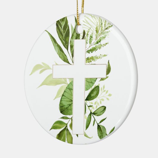 Rustic Baptism Greenery Cross-keramisch Ornament (Links)