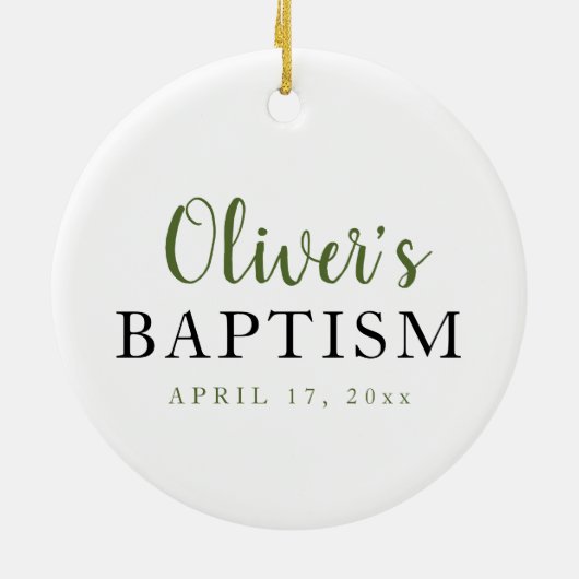 Rustic Baptism Greenery Cross-keramisch Ornament (Achterkant)