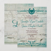 Rustic Barbed Wire Hoefijzer Wedding Invitations Kaart (Voorkant / Achterkant)