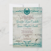 Rustic Barbed Wire Hoefijzer Wedding Invitations Kaart (Voorkant)