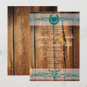Rustic Barbed Wire Hoefijzer Wedding Invitations Kaart (Voorkant / Achterkant)