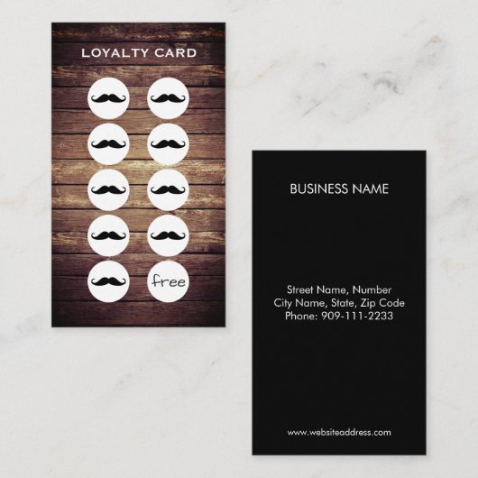 Rustic Barber Shop Loyalty Punch Card (Voorkant / Achterkant)