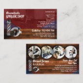 Rustic Barber shop Razor Brush Foto Visitekaartje (Voorkant / Achterkant)