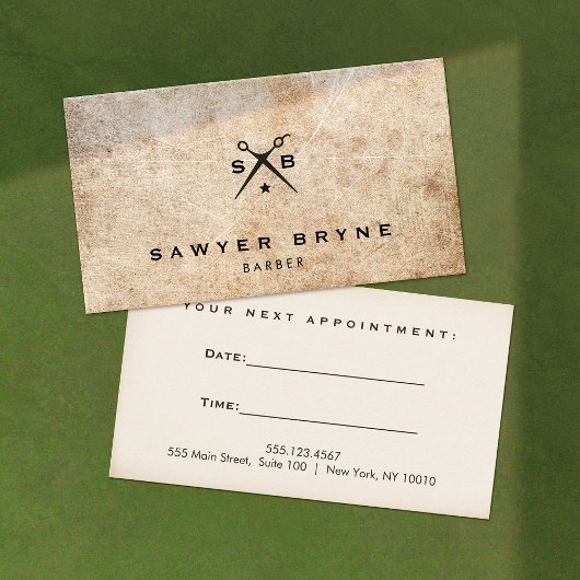 Rustic  Barber Shop Scissors Appointment Afsprakenkaartje